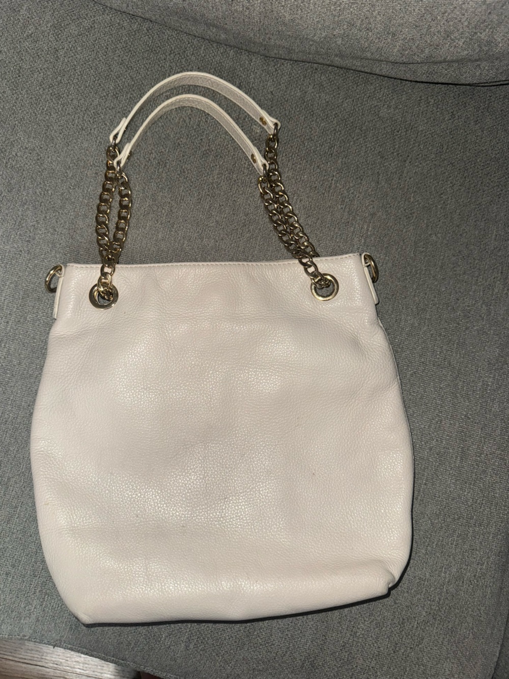 Michael Kors Cream Leather Shoulder Bag with Gold Chain Handles